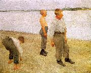 Karoly Ferenczy Boys Throwing Pebbles into the River Norge oil painting reproduction